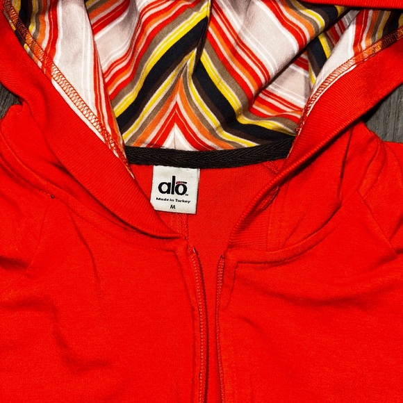 Alo Ypga orange tangerine zip up workout hoodie jacket hooded M - Picture 6 of 8